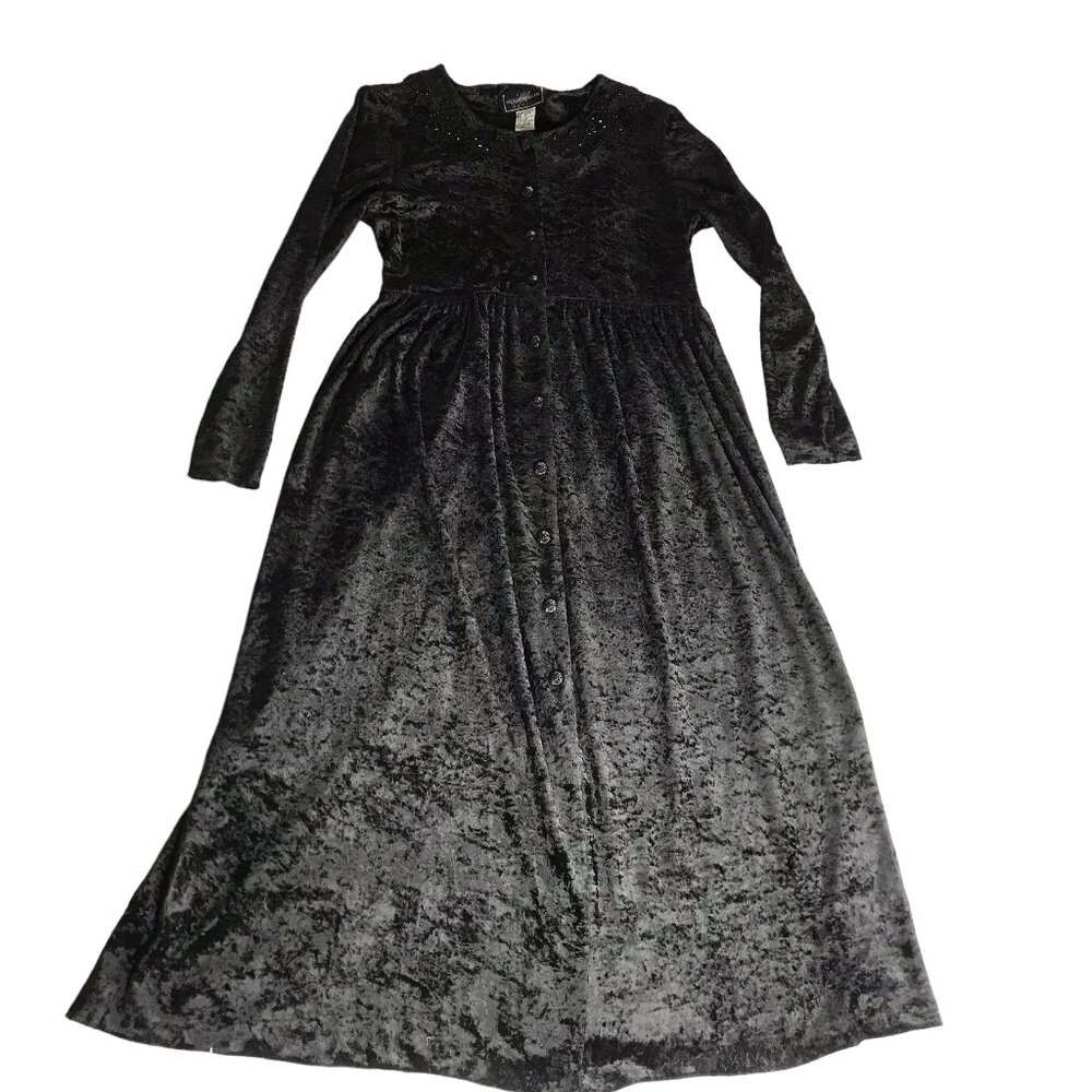 MOLLY MALLOW Burned Velvet Velour Dress, Black, Size Women's Petite 4